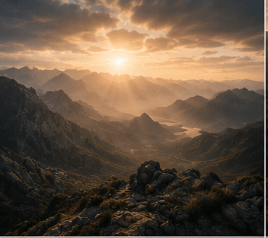 First light on a mountain range
